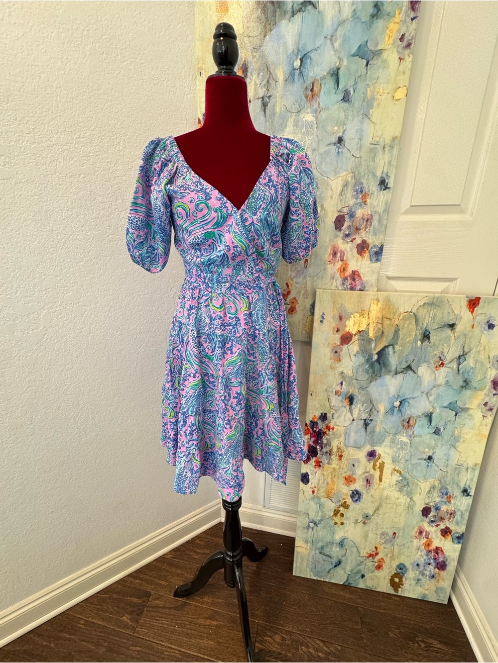 Lilly Pulitzer Sz 2 Iralee Linen Wrap Dress Lilac Rose We Mermaid It